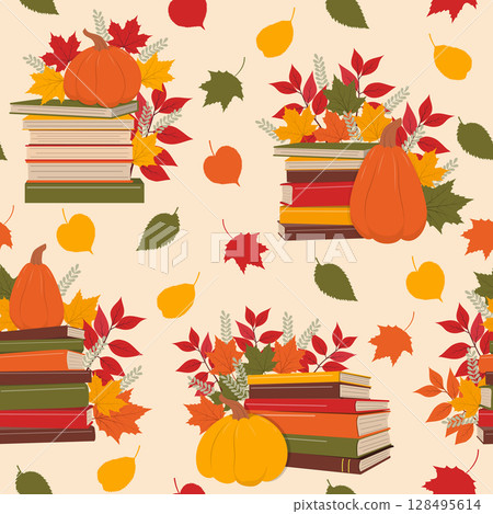 Seamless pattern of autumn education.  128495614