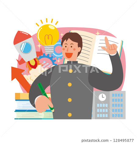 A male student who can understand his studies 128495877