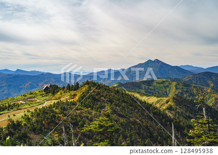 Mt. Hiuchigatake as seen from Mt. Aizu-Komagatake Mt. Hiuchigatake as seen from Mt. Aizu-Komagatake 128495938