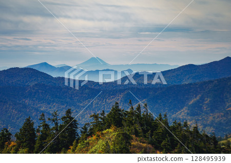 Mount Fuji as seen from Aizu, Fukushima Prefecture Mount Fuji as seen from Aizu, Fukushima Prefecture 128495939
