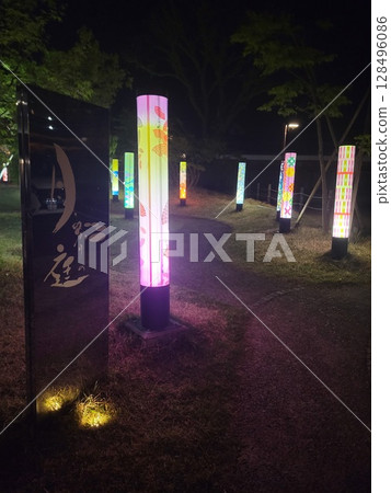 夜晚公園的路燈 夜晚公園的路燈 128496086