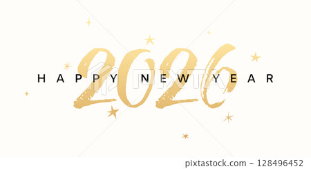 New Year 2026 gold greeting card, vintage number poster New Year 2026 gold greeting card, vintage number poster 128496452