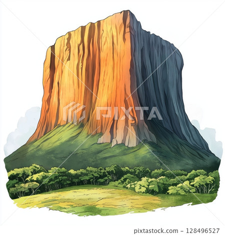 Mount Roraima. Mount Roraima hand drawn watercolor illustration 128496527