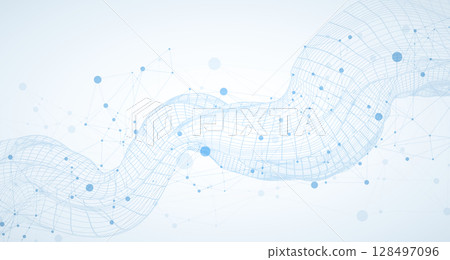 Template for science or technology presentation. Plexus style background with wireframe wave. Template for science or technology presentation. Plexus style background with wireframe wave. 128497096