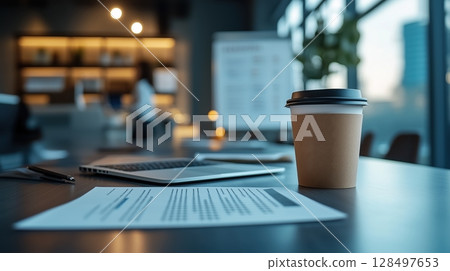 Vibrant paint palette with brushes and drawings amidst cheerful childrens activities Vibrant paint palette with brushes and drawings amidst cheerful childrens activities 128497653