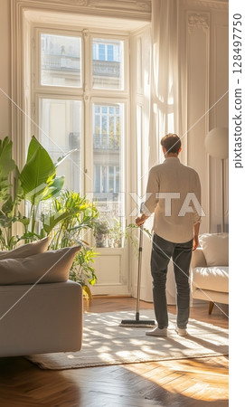 Vibrant paint palette with brushes and drawings amidst cheerful childrens activities 128497750