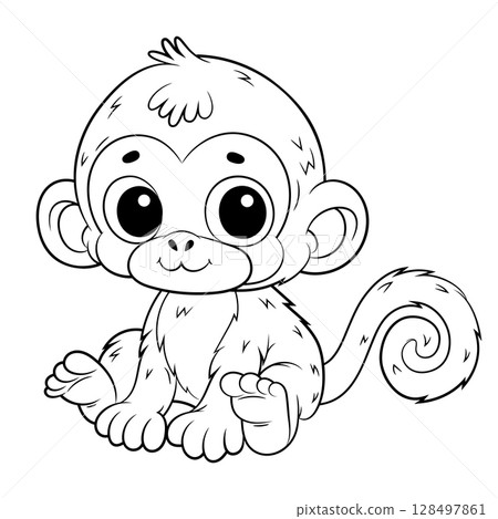 Doodle Vector Illustration of a Monkey in Cartoon Style Doodle Vector Illustration of a Monkey in Cartoon Style 128497861