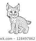 Doodle Vector Illustration of a Lynx in Cartoon Style 128497862