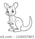 Doodle Vector Illustration of a Kangaroo in Cartoon Style 128497863