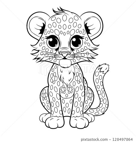 Doodle Vector Illustration of a Jaguar in Cartoon Style 128497864