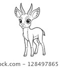 Doodle Vector Illustration of Impala in Cartoon Style 128497865