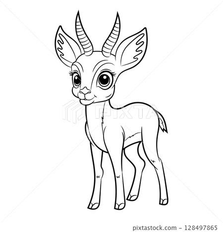 Doodle Vector Illustration of Impala in Cartoon Style 128497865