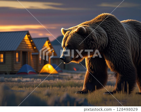 Beware of brown bears! Warning 128498029