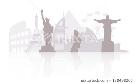 world landmarks silhouettes world landmarks silhouettes 128498205