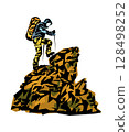 Silhouette of a Man on the top of the mountain minimalistic concept for mountain tourism 128498252