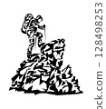 Silhouette of a Man on the top of the mountain minimalistic concept for mountain tourism 128498253