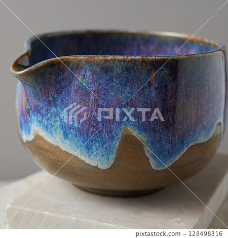 Tea bowl ceramic on gray background. 128498316