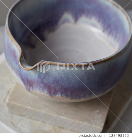 Tea bowl ceramic on gray background. 128498353