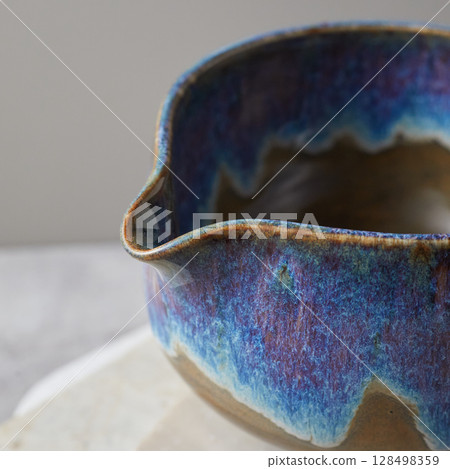Tea bowl ceramic on gray background. Tea bowl ceramic on gray background. 128498359