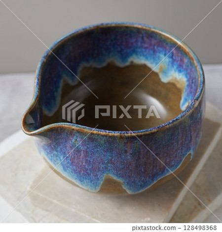 Tea bowl ceramic on gray background. Tea bowl ceramic on gray background. 128498368