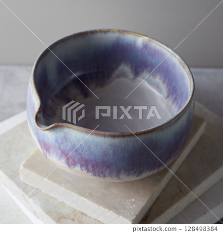 Tea bowl ceramic on gray background. Tea bowl ceramic on gray background. 128498384