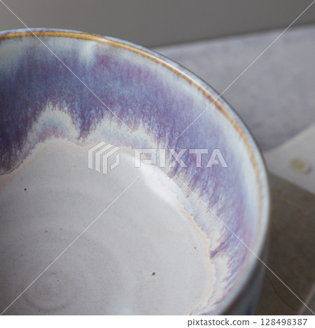 Tea bowl ceramic on gray background. Tea bowl ceramic on gray background. 128498387