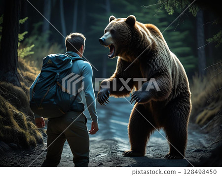 Beware of brown bears! Warning 128498450