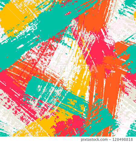 Seamless vector pattern with colorful grunge brush strokes. Perfect for textiles, backgrounds, prints Seamless vector pattern with colorful grunge brush strokes. Perfect for textiles, backgrounds, prints 128498818