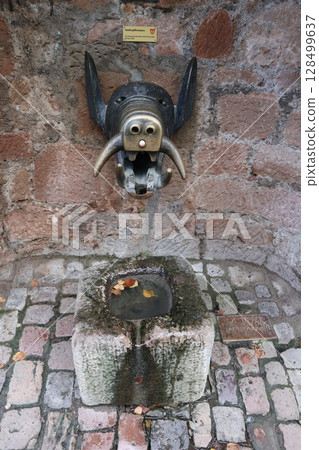 德國馬爾堡城堡的噴泉 德國馬爾堡城堡的噴泉 128499637