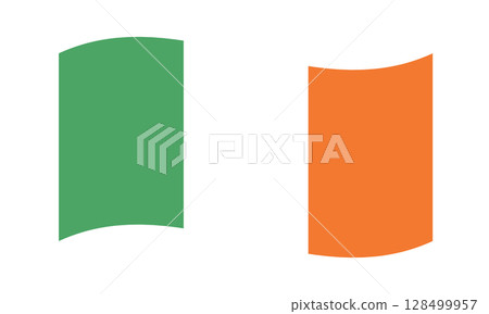 Detailed Illustration of Waving Ireland National Flag Detailed Illustration of Waving Ireland National Flag 128499957
