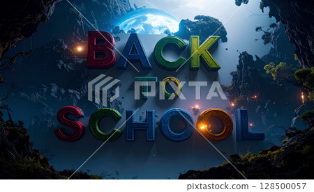 Colorful Alphabet Magnets on Refrigerator. Back to School Concept. Generated image 128500057