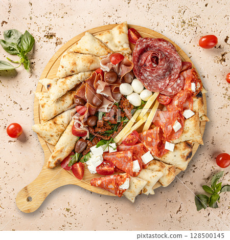 Delicious charcuterie board Delicious charcuterie board 128500145