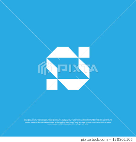 Geometric letter N arrow technology logo vector design template 128501105