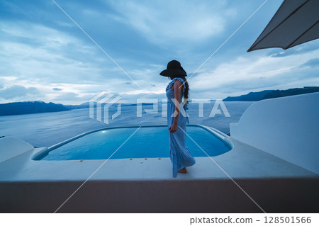 Beautiful landscape of Santorini island in Greece Beautiful landscape of Santorini island in Greece 128501566