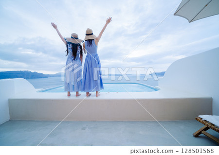 希臘聖托里尼島的美麗風景 希臘聖托里尼島的美麗風景 128501568