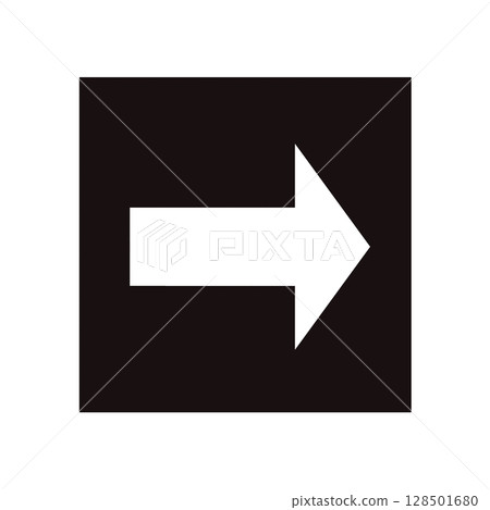 White arrow icon, square, black (arrow part of PNG is white, not transparent) 128501680