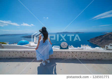 Beautiful landscape of Santorini island in Greece 128501771