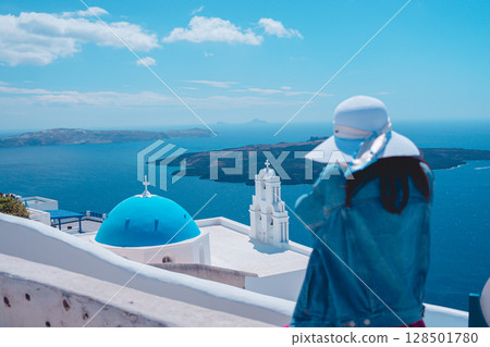 Beautiful landscape of Santorini island in Greece 128501780