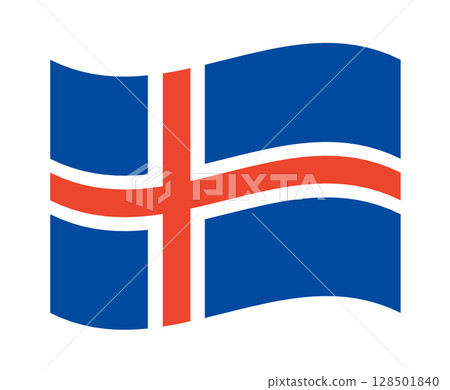 Illustration of Waving Iceland National Flag Illustration of Waving Iceland National Flag 128501840