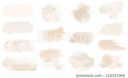 Delicate beige pastel watercolor stains set 128501966