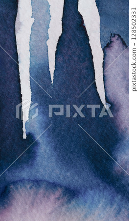 Abstract ink art with shades of blue and gray blending in an artistic composition 128502331