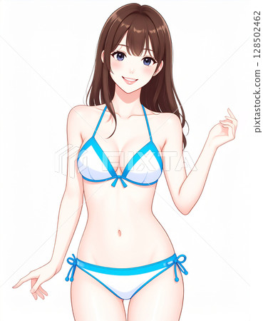 身穿比基尼泳裝的年輕女子 128502462