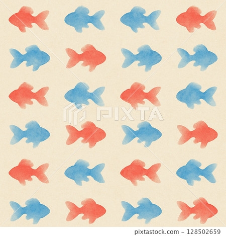 金魚系列：平靜的日式剪影金魚圖案 128502659