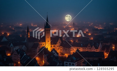 滿月照亮的城市 128503295