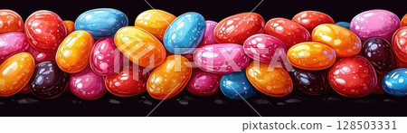 frame from colored candies on a black background 128503331