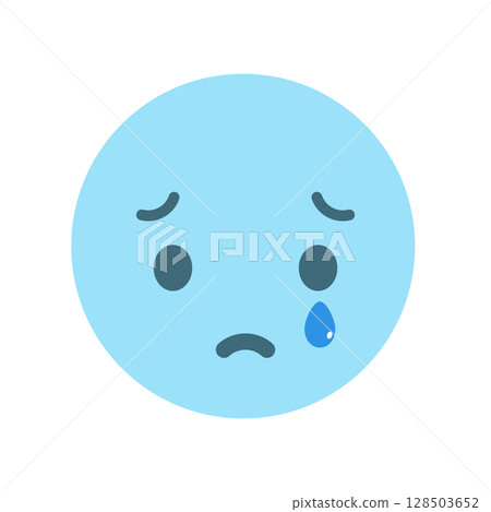 Sad face emoji crying with tears - Icon/illustration image of trouble, worry, trouble, etc. Sad face emoji crying with tears - Icon/illustration image of trouble, worry, trouble, etc. 128503652