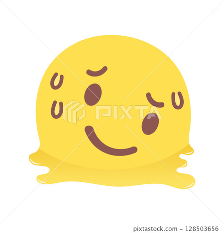 Emoji with a strained smile melting | Icons and illustrations of heat, summer fatigue, pressure, and impatience 128503656