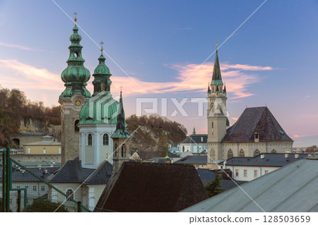 Church Towers at Sunset, Salzburg, Austria Church Towers at Sunset, Salzburg, Austria 128503659