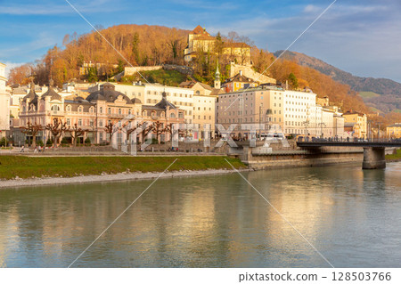 Kapuzinerberg and Salzach River, Salzburg, Austria 128503766