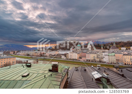 Hohensalzburg Fortress at Sunrise, Salzburg, Austria 128503769